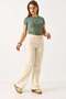 Women's flared leg lycra jean cream - 2