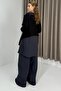 Women's Garnished Double Color Tracksuit Set Black - 4