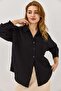 Women's black off-the-shoulder oversized shirt - 3