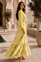 Balon Kol Printed Hijab Dress A3008 Lemon Yellow - 2