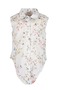 Organic Floral White Summer Little Girl's Tie-Up Shirt - Skirt Set - 5