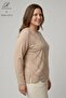 Women's Half Moon Patterned Laser Cut Embroidered Stoned Slit Lycra Mother Combed Cotton Blouse - 2