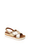 Women's Gold Filled Heeled Metallic Leather Sandals 26Sfd551532 - 7