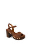 Women's Brown Ankle Buckle Thick Heeled Suede Sandals 26Sfe466010 - 8
