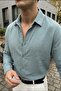 Yurin Men's Premium Muslin 100% Cotton Oversize Turquoise Long Sleeve Shirt - 5