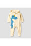Hooded Sleepsuit with Dinosaur Applique - Long Sleeves