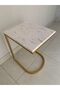 Luxury C-Shaped Marble Side Table – Elegant White & Gold Accent Table for Living Room, Bedroom & Office - 2