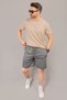 Men's Smoked Pique Fabric Relaxed Fit Double Leg Pockets Bermuda Shorts - 2