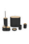 4530 8-Piece Acrylic Bathroom Set - Trash Can with Bamboo Lid, Soap Dispenser, Toothbrush Holder, and Toilet Brush in Black - 3
