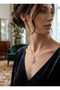 316L Steel Chain Silver Color Pink Zircon Stone Lotus Model Necklace - 3