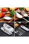 8 PCS Portable Cutlery Set, Stainless Steel Flatware for Travel, Camping, School and Office Lunch, Includes Knife, Fork, Spoon, Chopsticks, Straws - 3