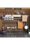 Wall Mount Knife Holder, Kitchen Utensil Hanger with 10 Hooks, 50CM Grey Storage Rack - 3