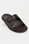 Cute Brown Rustic Double-Striped Flat Sole Women's Slippers - 6