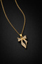 Women's Gold Color Zircon Stone Bow Figure Necklace