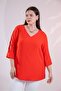 Women's Plus Size V-Neck Blouse with Sleeve Detail - 2