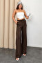 Set of 2 Linen Blend Loose Fit Women's Trousers White and Brown - 3