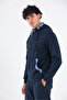 Modal Fabric Hooded Zippered Men's Sweatshirt with Contrast Detail - 3
