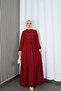 Half Pat Buttoned Waist Tie Ayrobin Dress Claret Red Hnt85451