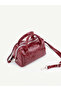 Patterned Burgundy Patent Leather Shk184 Faux Leather, Single Compartment with Zipper, Strap, Hand, Arm and Shoulder Bag - 3