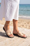 "Soleil" Suede Genuine Leather Look Comfort Sole Beige Women's Slippers - Buckle Back Strap Square Toe Casual - 2