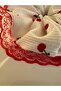 Large Cherry White Red Lace Detailed Lace Scrunchie Elastic Hair Tie - 3
