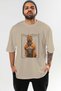 For Dog Lovers 14 Front Dog Prints Beige Oversize T-Shirt 100% Cotton Unisex Dog Lover Premium Design - 2