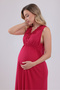 Cherry Lace Design Strappy Cotton Maternity Nightgown - 4