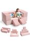 6-Piece Modular Kids Play Couch, Convertible Toddler Foam Sofa Set with Removable Washable Cover