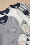 Baby Boy 3-Piece Cotton Lamb Patterned Newborn Jumpsuit Set with Snap-On Booties - 2