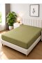 1-Piece Microfiber Fitted Sheet Striped,Color: Olive, King (180x 200 cm), Design Soft Fabric Deep Pocket Elastic Edge Bed Linen