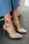 Daffy Stoned Closed-Toe Platform Heeled Evening Dress Shoes Gold
