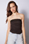 Lace Detail Strapless Top Brown