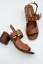 Heeled Shoes with Troc Belt Detail Women's Sandals Brown - 4