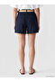 Navy Blue Regular Fit Belted Women's Pleated Shorts - 4