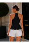 Women's White Halter Neck Low-Cut Peplum Blouse Casual, Office and Event Style - 3