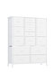 15 Drawer Wardrobe with Handles, Fabric Storage Cabinet with Metal Frame for Bedroom, Closet, Hallway, Black Entryway