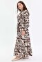 Patterned Belt Detailed Comfortable Fit Women's Dress - 2
