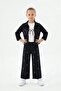 Black Embroidered Zippered Jean Jacket and Trousers Girls' 3-Piece Set 24140 - 2