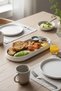 Acar Oval Line Detailed Porcelain Presentation and Serving Plate 15.5X31.5 cm 15 X 30 - 3