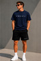 Black Women's and Men's Printed Oversized Set with Shorts