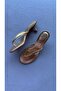 Arel Gold Wrinkled Leather Flip Flops with Heels - 2