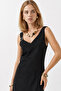Angelica Regular Fit Linen Dress-Black - 4