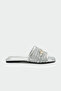 Elara Braided Buckle Detailed Women's Silver Flat Slippers