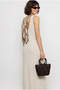 Women's Beige Scarf Detailed Backless Slit Maxi Dress 4158 60286369 - 4