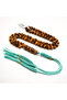 Tiger Eye Agate Rosary 66 Beads 7mm Ribbed Brown Prayer Beads 29g Tasbih with Mint Tassel