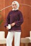 Burgundy Polka Dot Balloon Sleeve Chiffon Blouse