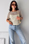Women's Sequined Transparent Blouse and Undershirt Two-Piece Set Short Sleeve Stylish Top