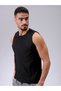 Men Black Textured Sleeveless Tank - 3