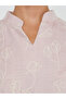 Pink All Over Print Stand Collar Jalabiya with Side Slit - 4