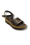 2114-26 Skin Gold Shadow Buckle Anatomical Padded Sole Women's Sandals